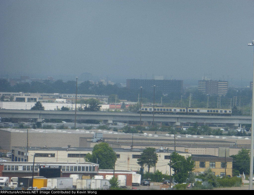 UP Express on the viaduct approaching Pearson Airport